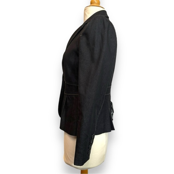LOFT Black Denim Blazer Suit Jacket with Corset Style Back, Small 6, Office Chic - Picture 4 of 6